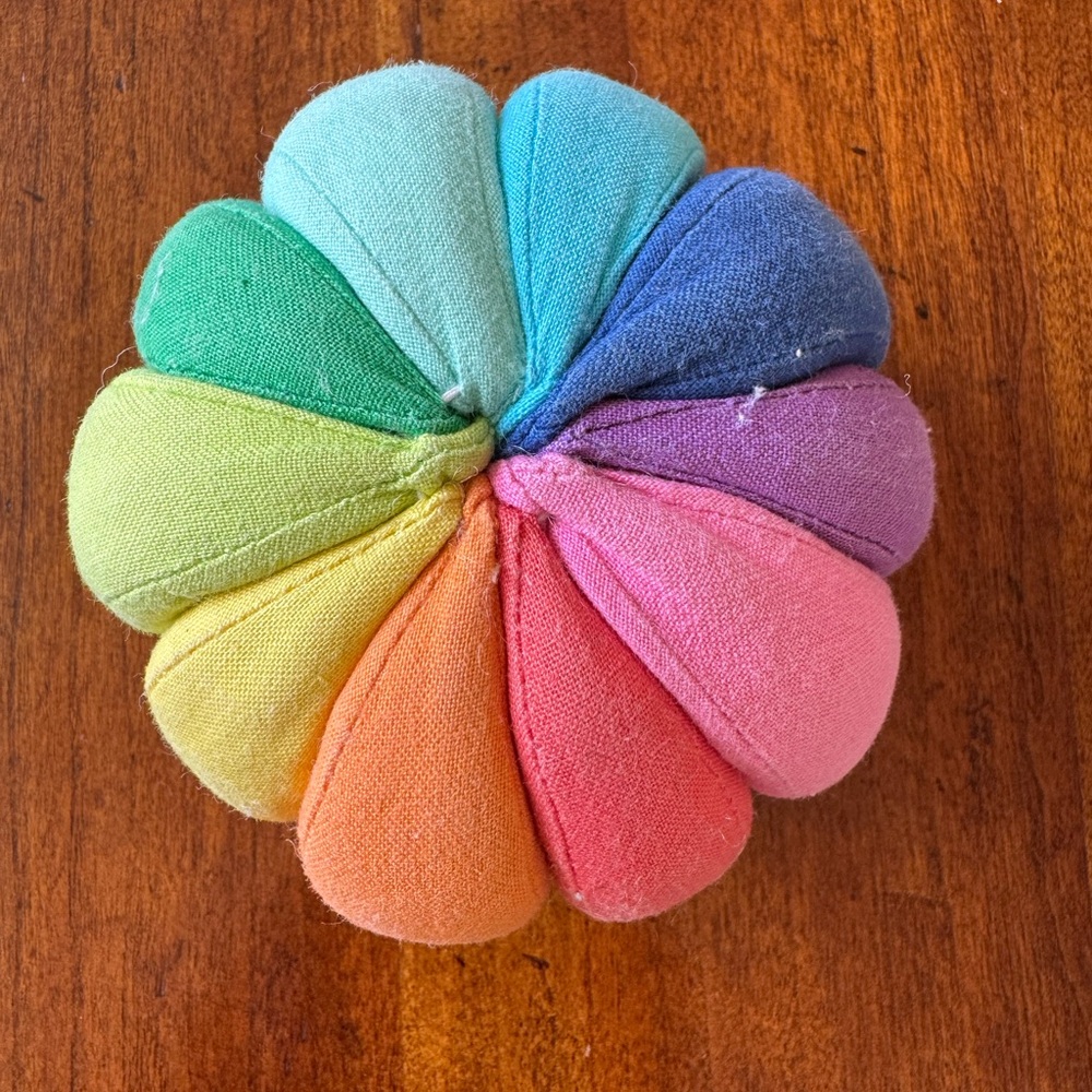 Lovevery Organic Cotton Rainbow Ball from the Senser Play Kit Months 5-6